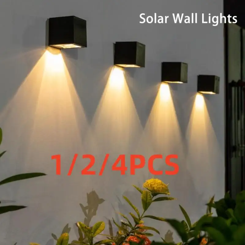 2/4BUC LED Lumina Solara în aer liber, Grădină Pătrat de Perete Lampa cu Senzor de lumina Soarelui rezistent la apa Curte Curte Balcon Gard Decor de Lămpi