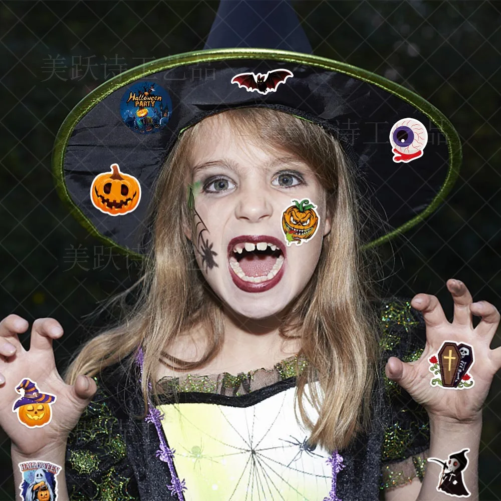 Halloween Desene Animate Dovleac Craniu Autocolant Ghost Festival Bomboane Sac De Etanșare Sticker Cadou Pachet Autocolant Fericit HalloweenParty Decor