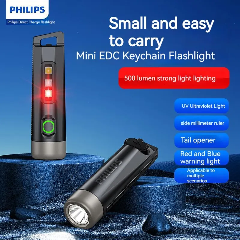 PHILIPS NOU EDC Lanterna LED Reîncărcabilă Mini EDC Breloc Lanterne de Camping Lampa Pentru Drumeții de autoapărare
