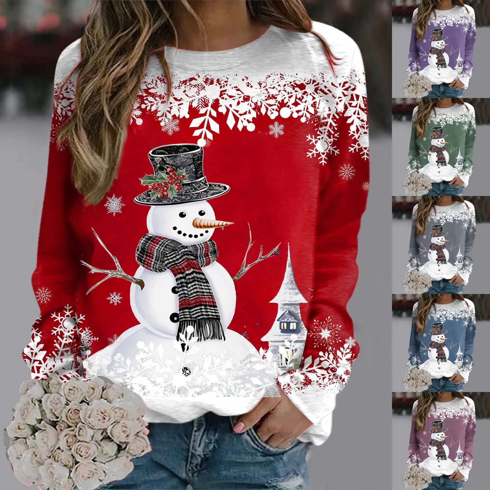 Pulovere Pentru Femei Crăciun Teen Fete Maneca Lunga Crewneck Tricoul Om De Zăpadă Drăguț Grafic Xmas Tricouri